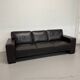 Vintage 3-seater brown leather sofa, 210 cm