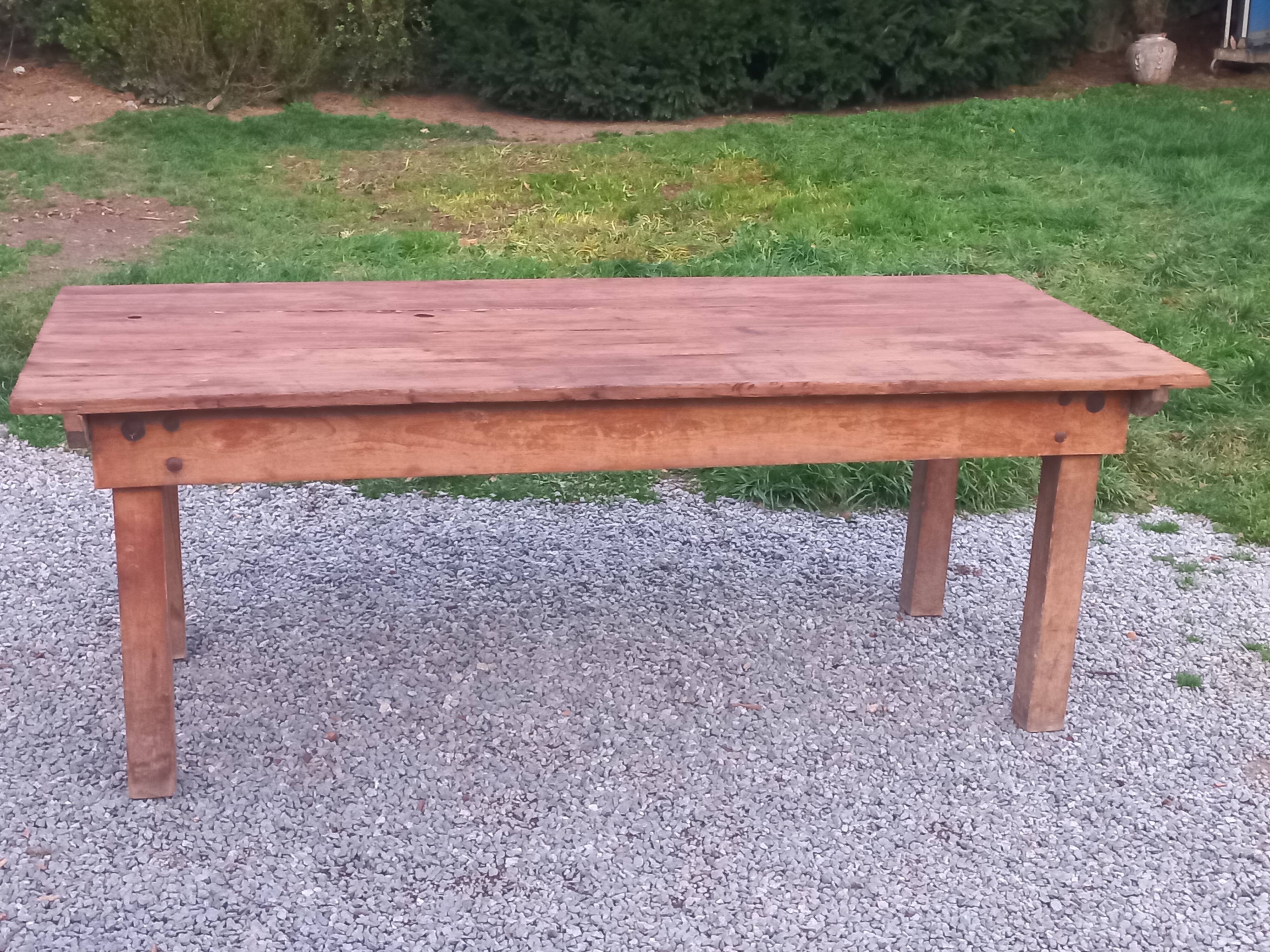 Brutalist farmhouse table Antique wooden workshop table 200cm