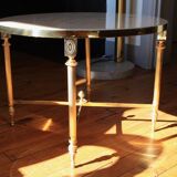 Marble and brass round coffee table