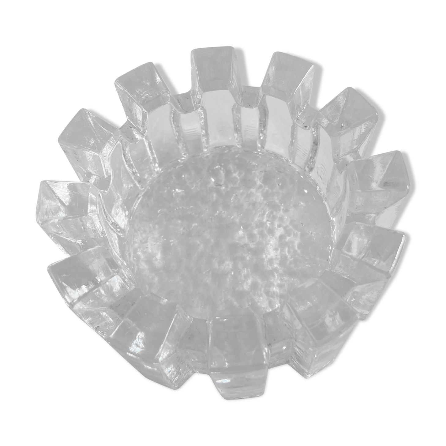 Nybro Sweden 1960 Scandinavian Ice Glass Ashtray