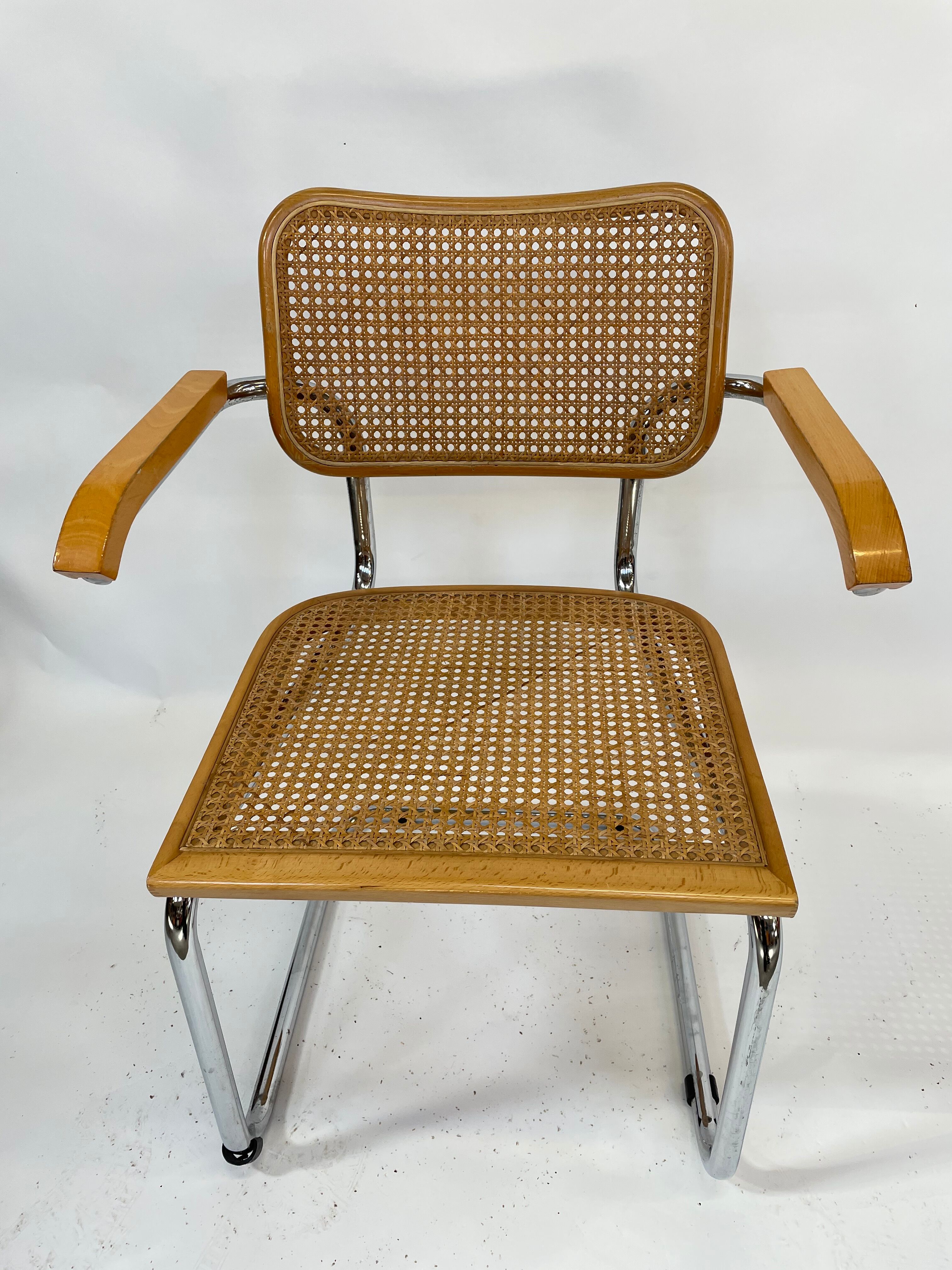 Cesca model design chair with armrests chrome version