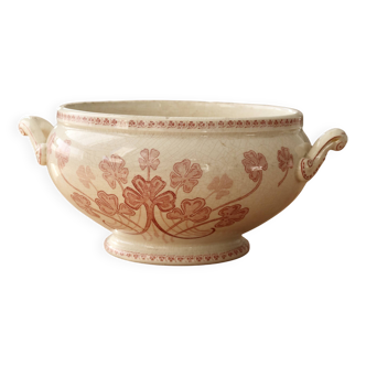 Antique red iron clay tureen Lucien Lunéville model