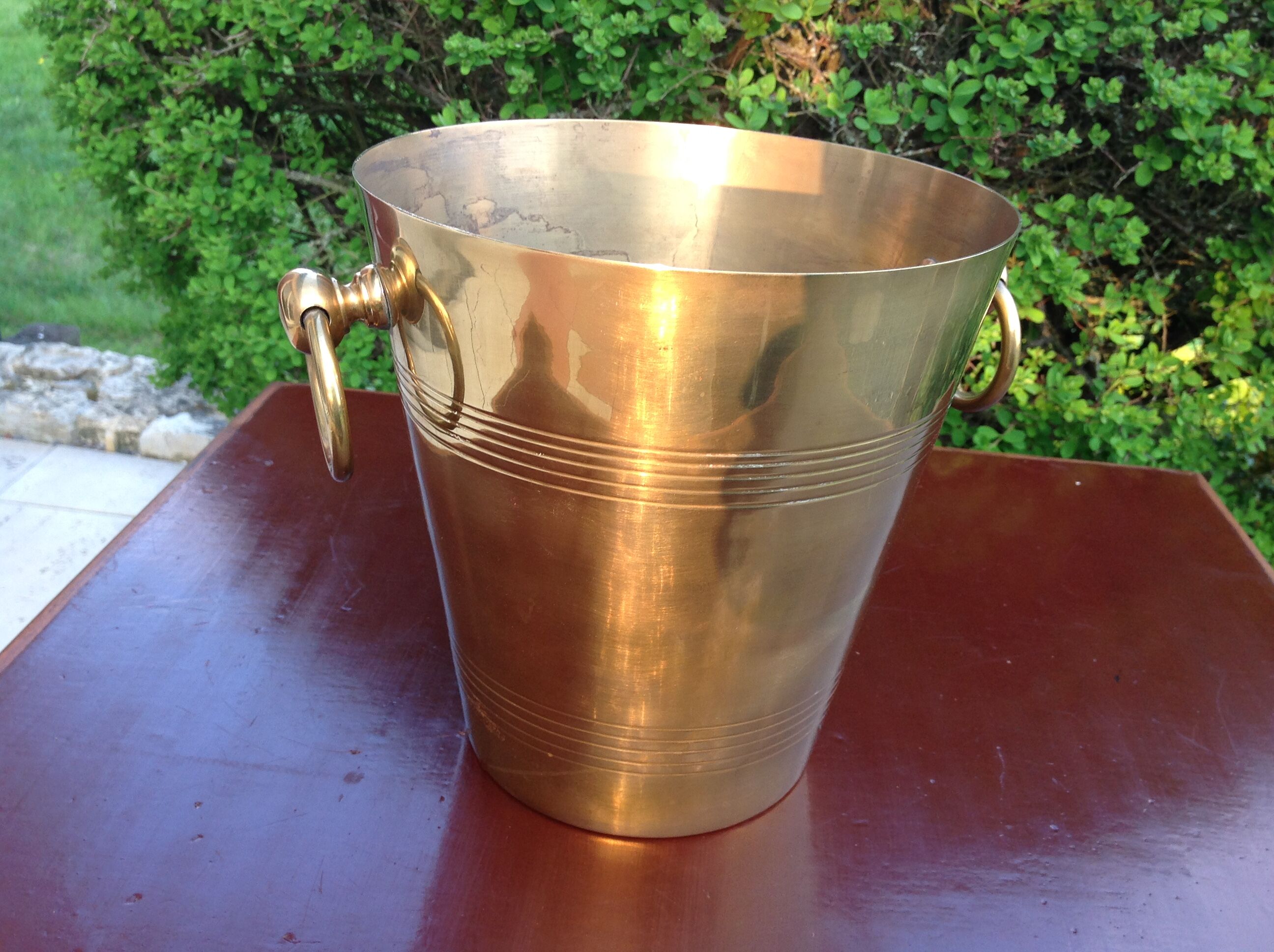 Yellow copper champagne bucket / vintage 70s
