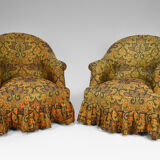 Pair of toad chairs, paisley fabric
