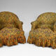 Paire de fauteuils crapauds tissu paisley