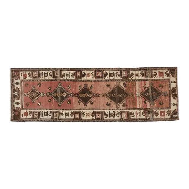 Orange Turkish Vintage Handmade Wool Runner Rug 82x256