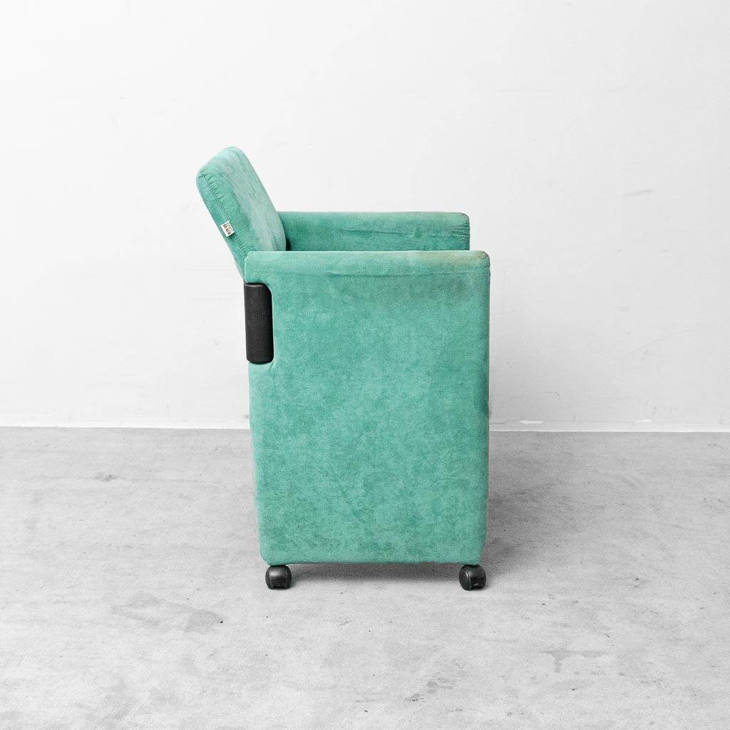 Set of 6 Roota velvet armchairs in green by Buzzati & Rocchi, 1970s
