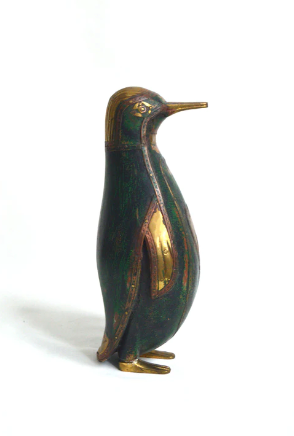 Penguin in wood and brass