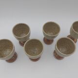 6 verres à pied en grès pyrité signés gobelets céramique