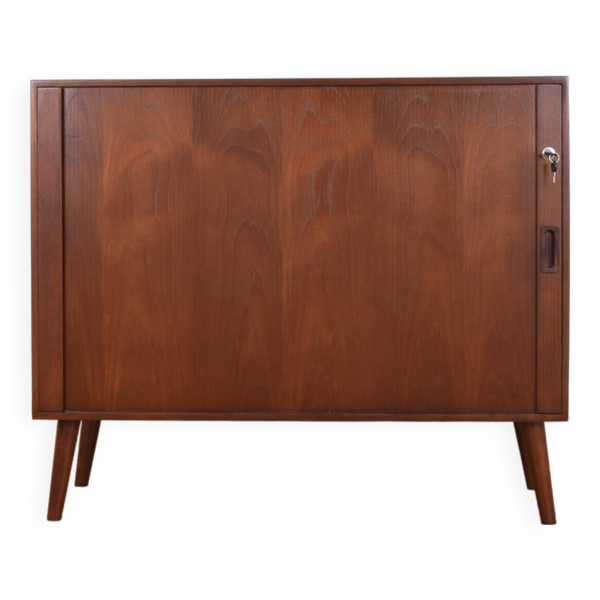 Buffet à portes tambour en teck danois du milieu du siècle, années 1960