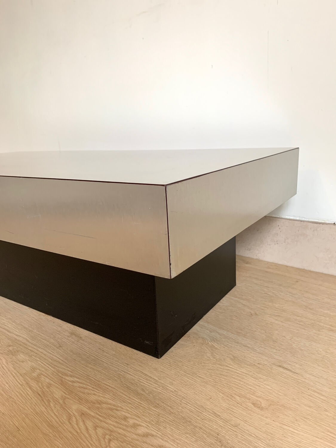 70s coffee table in brushed aluminum