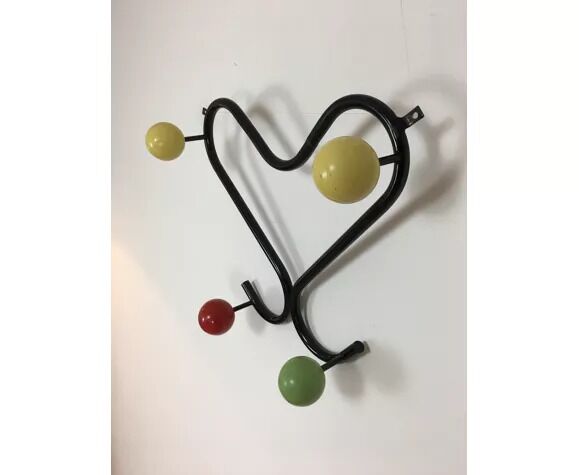 Heart wall coat rack and metal umbrella holder 50s