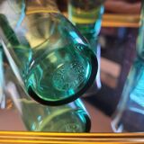 6 green glasses stamped LESIEUR – vintage 60s/70s