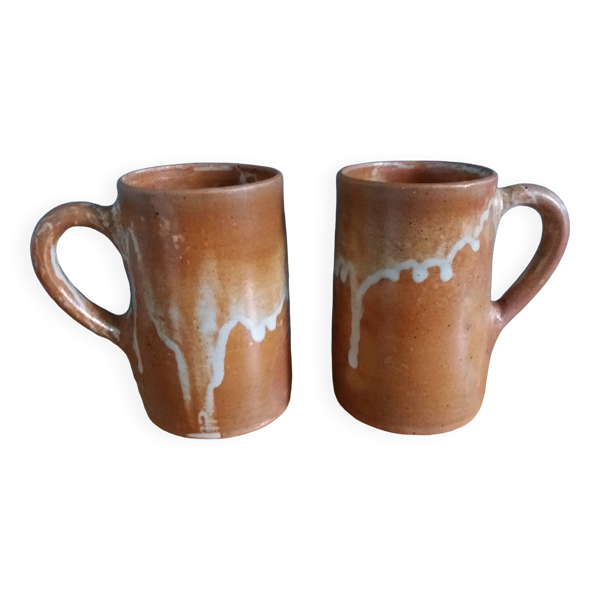 2 tasses mugs en grès émaillé