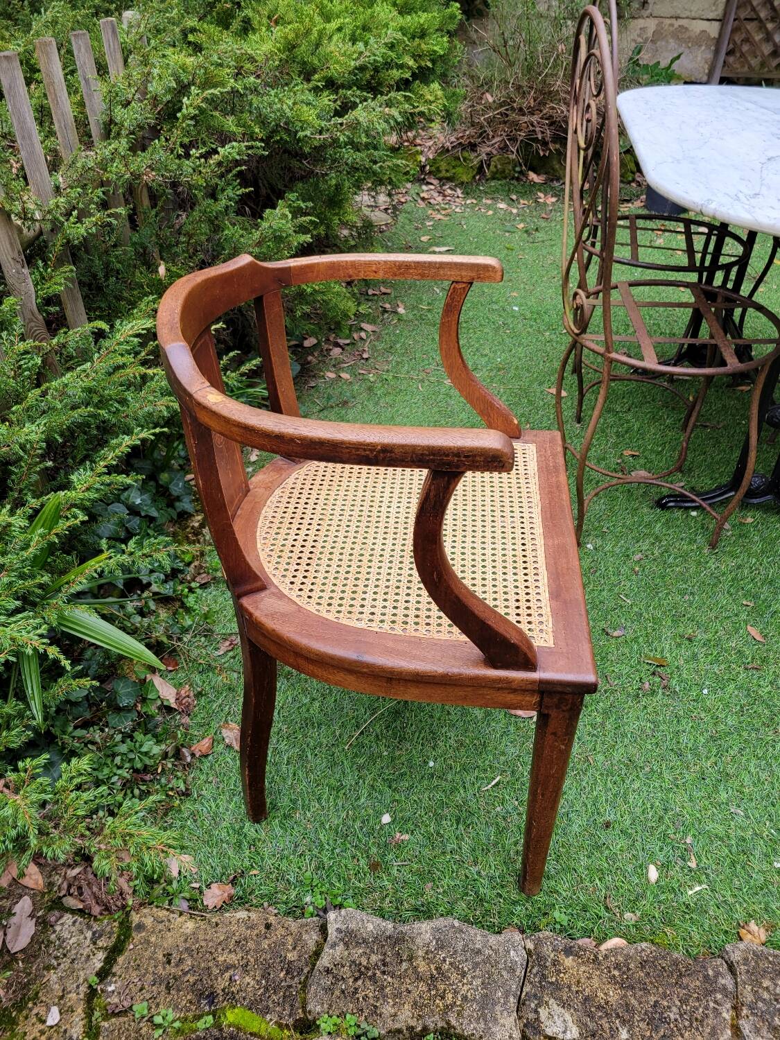 Wooden and cane office chair