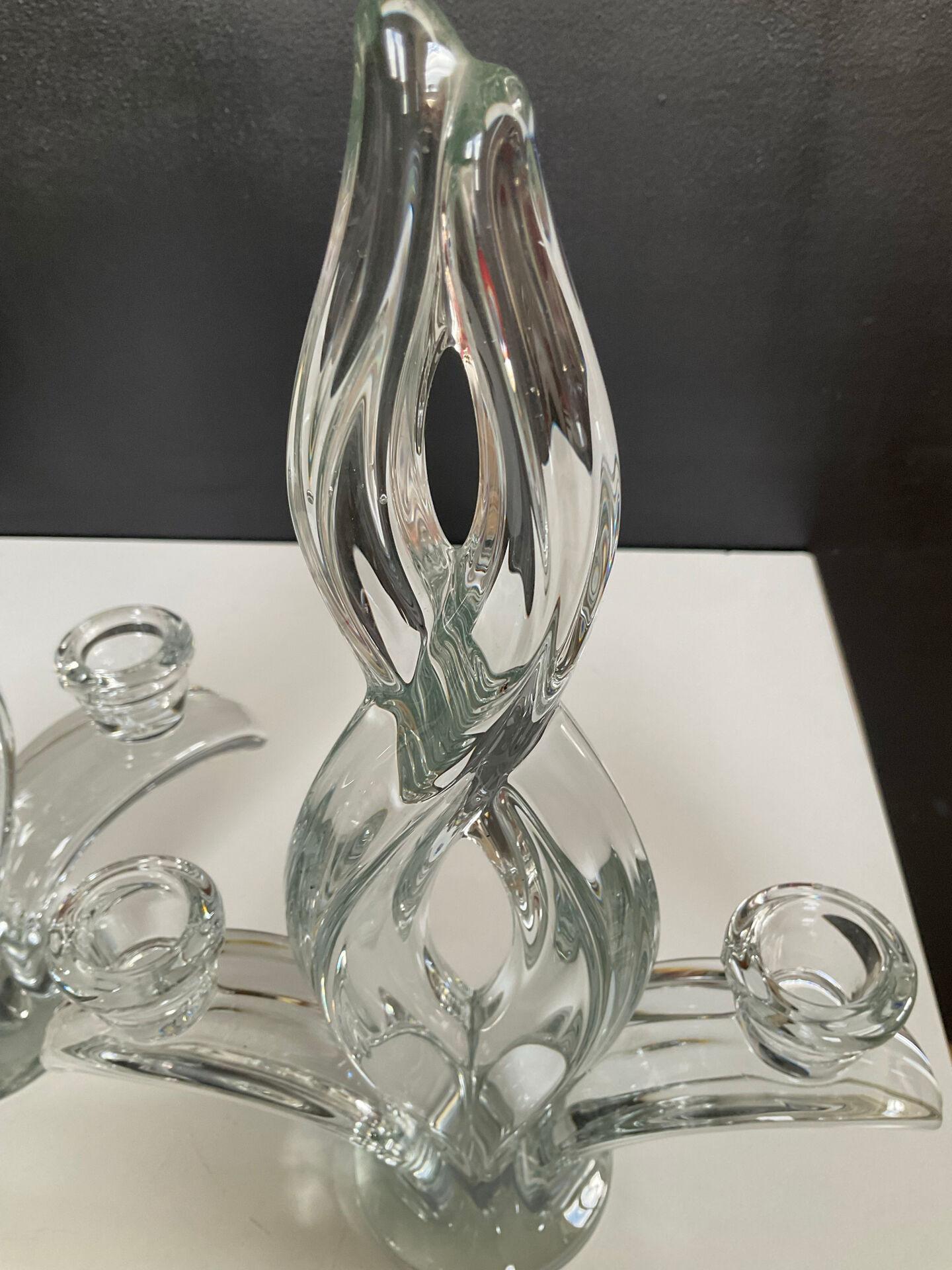 Pair of vintage crystal candlesticks from Vannes