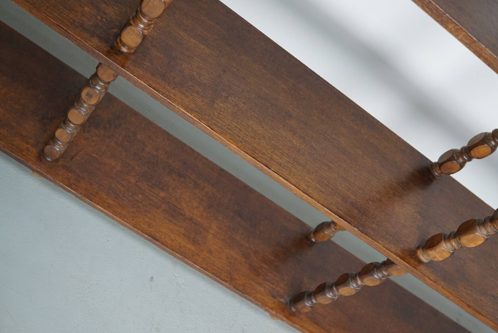 French Oak Mid-Century Bobbin Shelving Unit