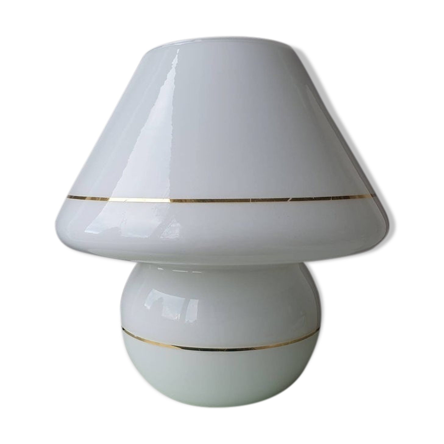 All-glass mushroom lamp with golden lines