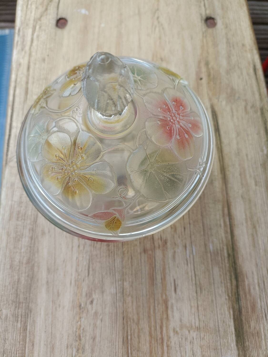 Candy dish, painted glass sugar bowl