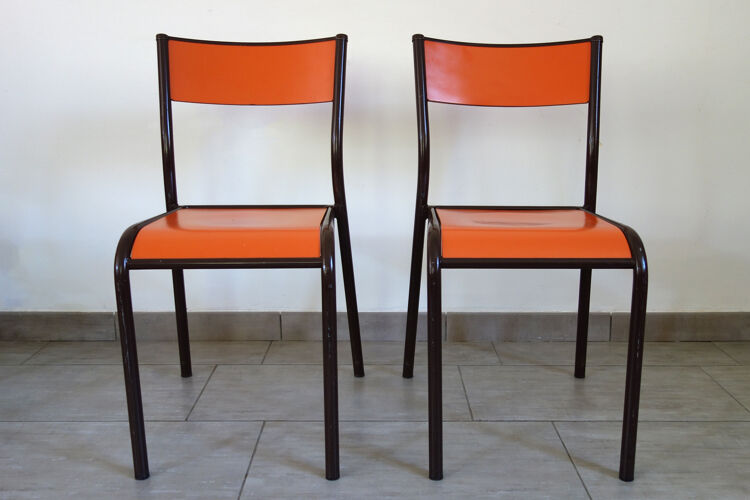Lot de 4 chaises d'école orange