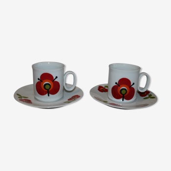 Duo de tasses à café porcelaine Tuscia 70's