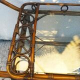 Bamboo serving trolley with wheels