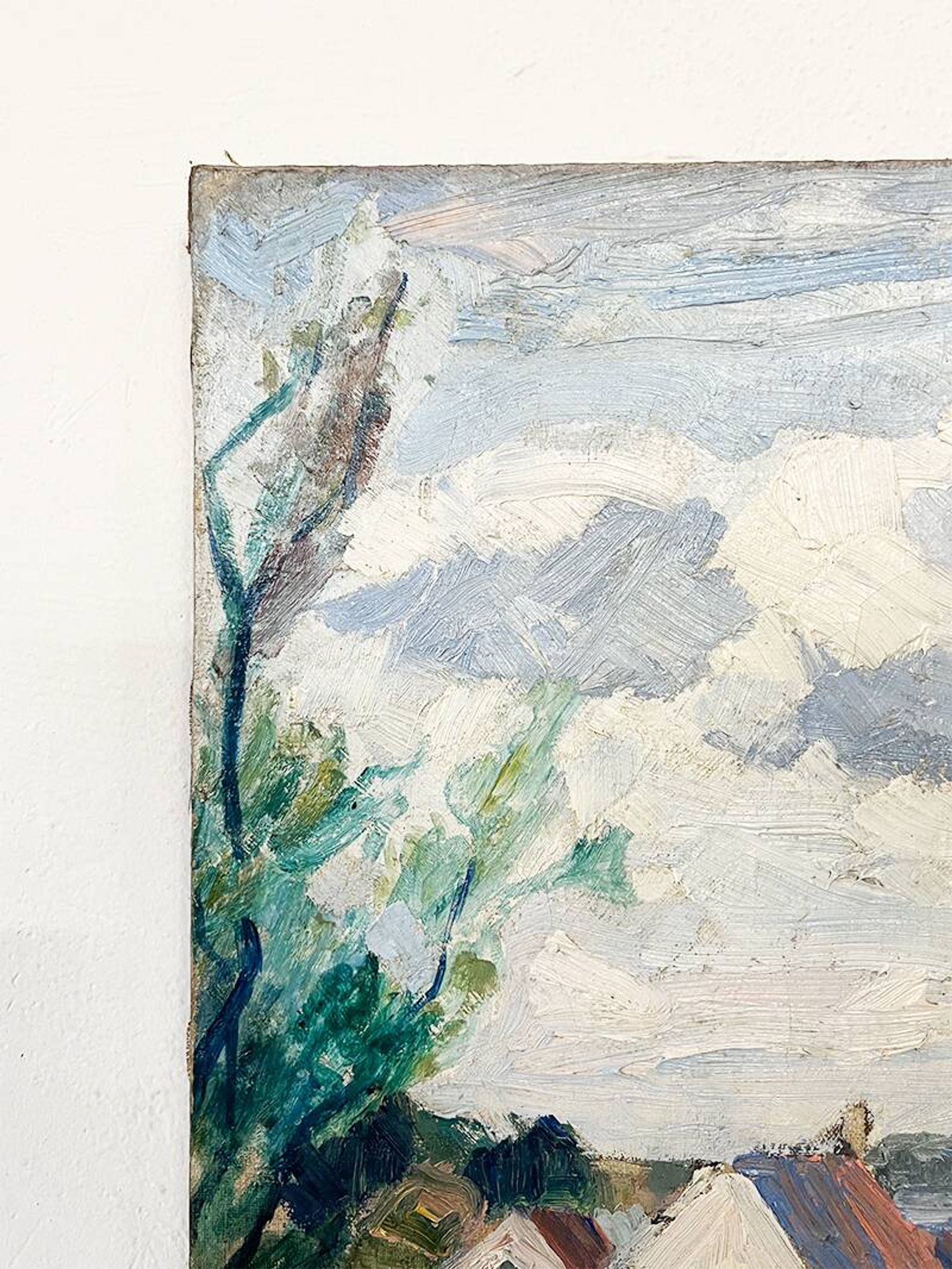 Painting “Village”, Oil on canvas signed.