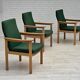 1980s, Danish armchair by Høng Stole, green furniture wool, oak wood.
