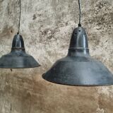 Set old enamel lamps factory lamps blue black