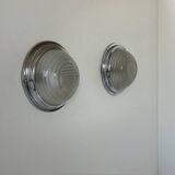 Pair of vintage wall lights, chrome and pressed sandblasted glass, France 1930
