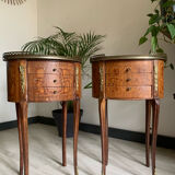 Pair of bedside tables in the shape of a stab, Louis XVI style
