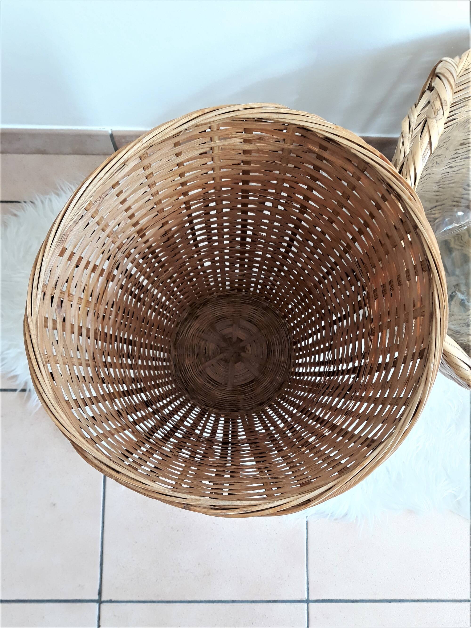 Large wicker basket / high rattan - Rattan pan / wicker XXL