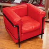 LE CORBUSIER AND PIERRE JEANNERET: "LC2" armchair in red leather