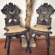 Pair of Louis XIII style chairs in patinated solid oak – piece