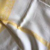 Large yellow and white vintage tablecloth