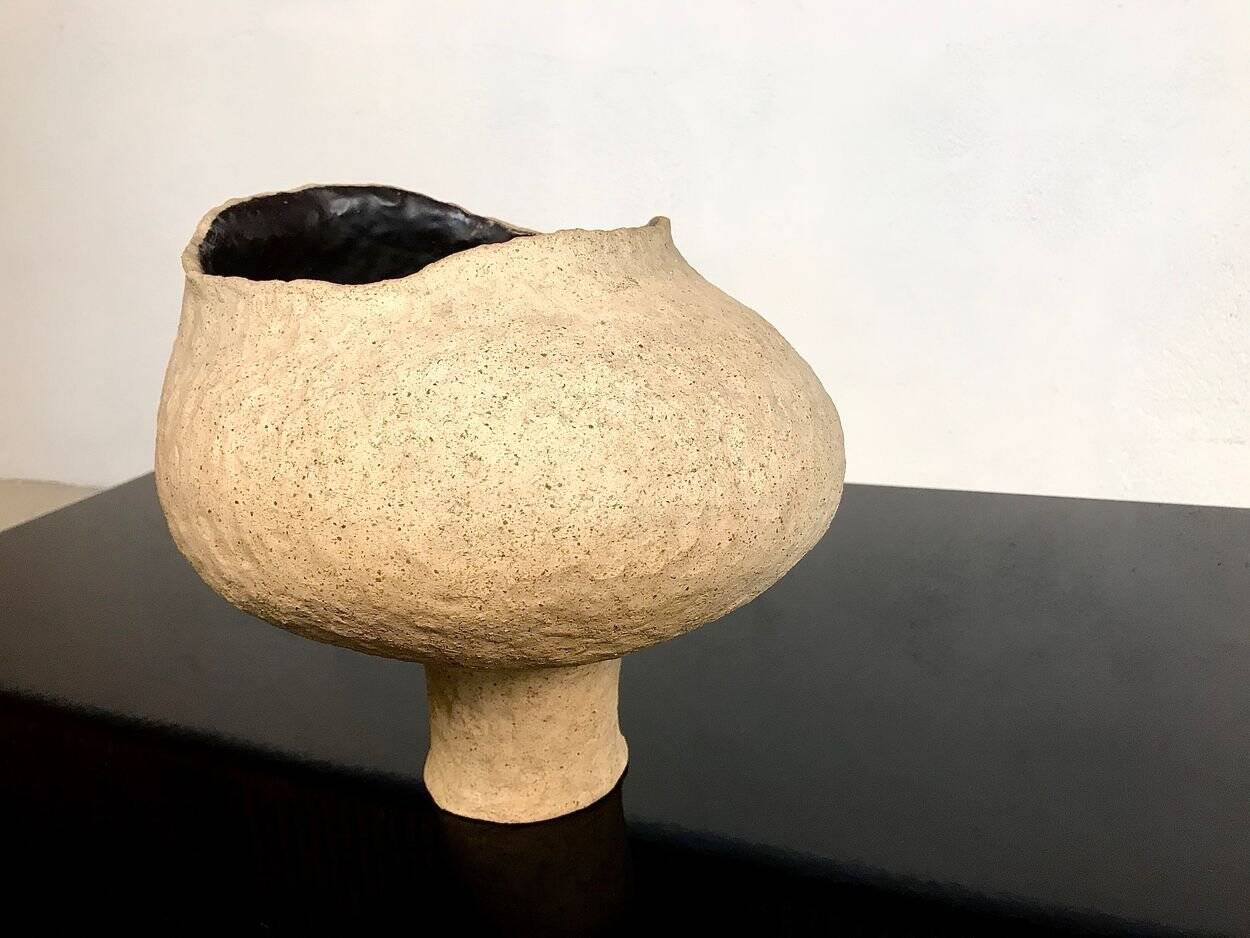 Sculptural studio ceramic art pottery vase, Germany 1966