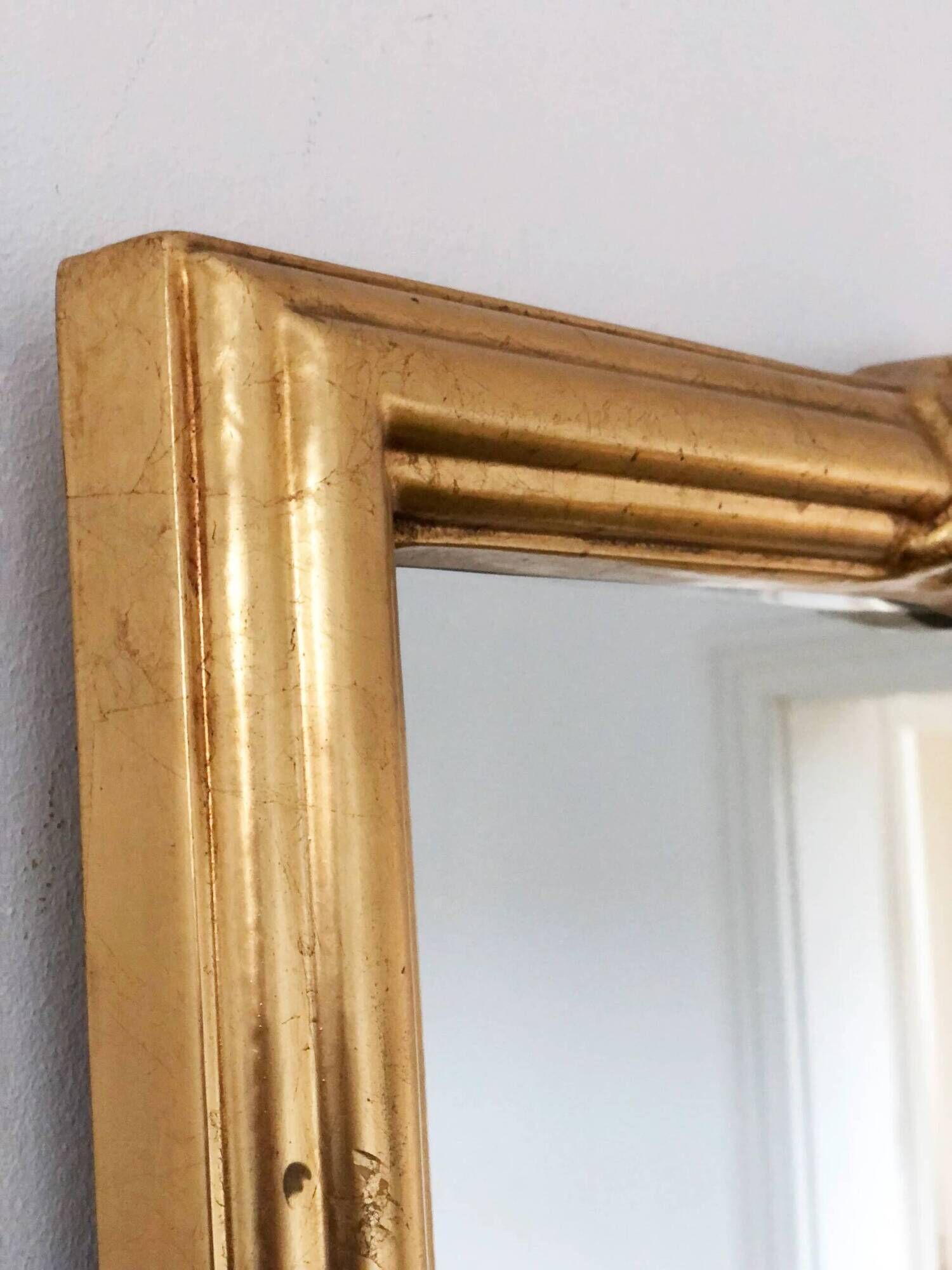Vintage rectangular giltwood bevelled mirror with rose accents