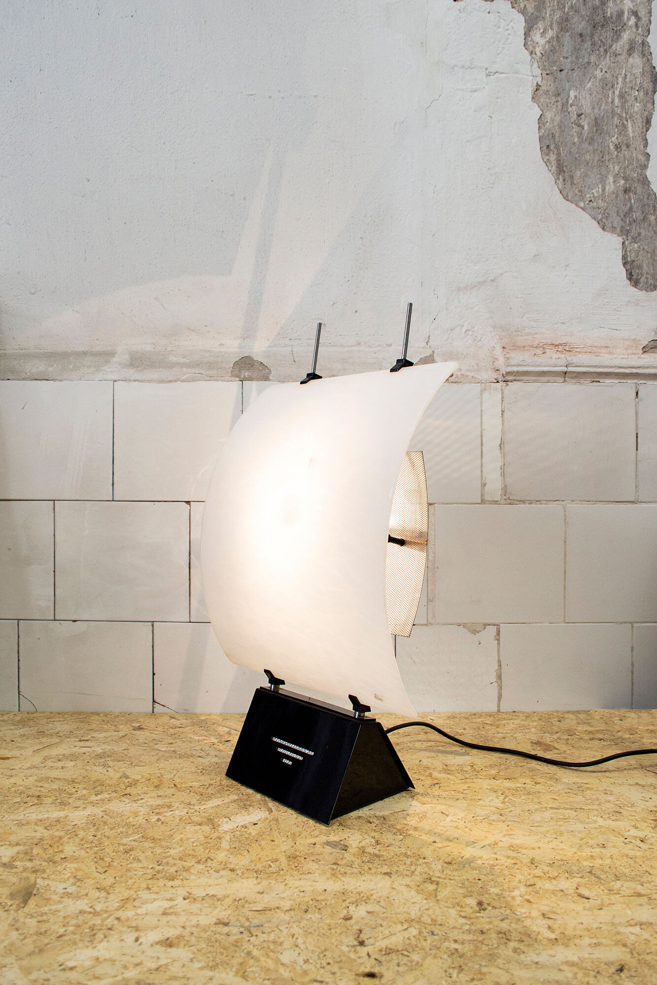 Murano metal and Murano glass table lamp by Alox Italia Anni '80