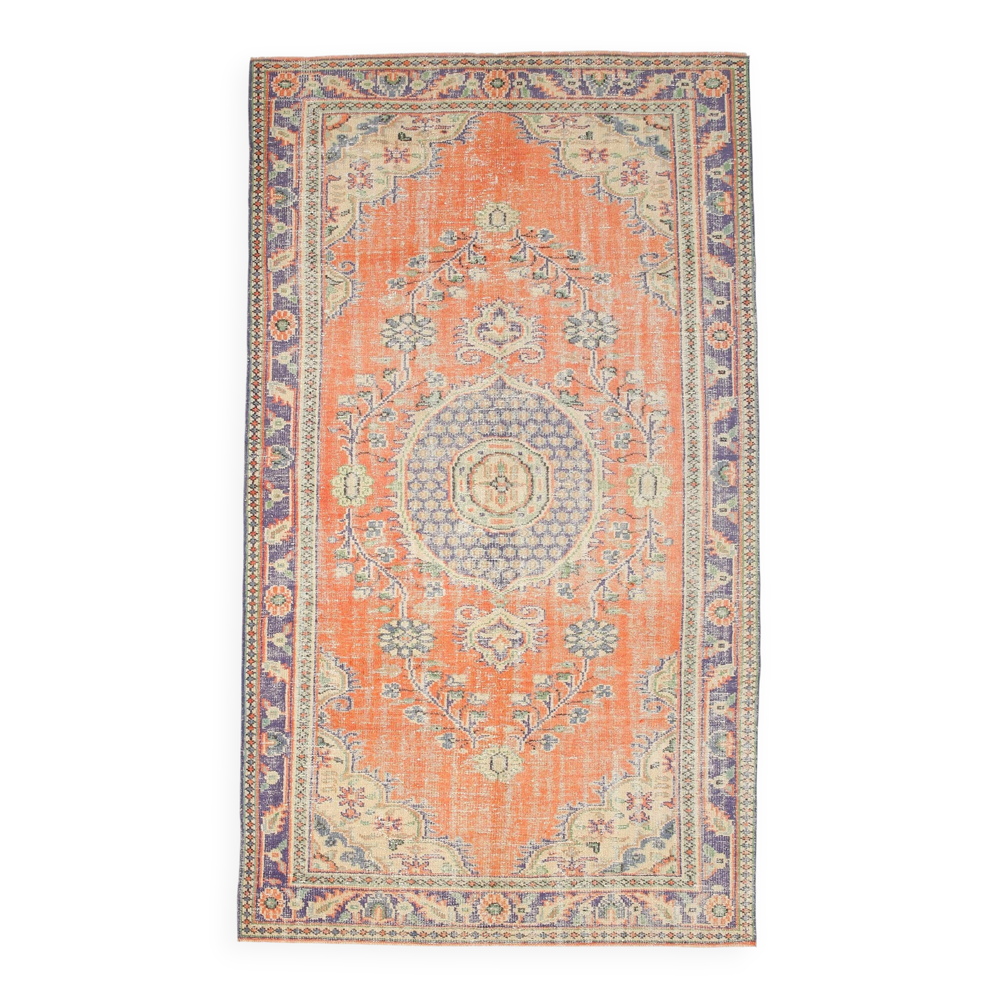 6x10 Faded Orange Classic Pattern Vintage Rug, 177x312 Cm