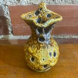 Antique pitcher cyclops enamels honey yellow vallauris fat lava vintage