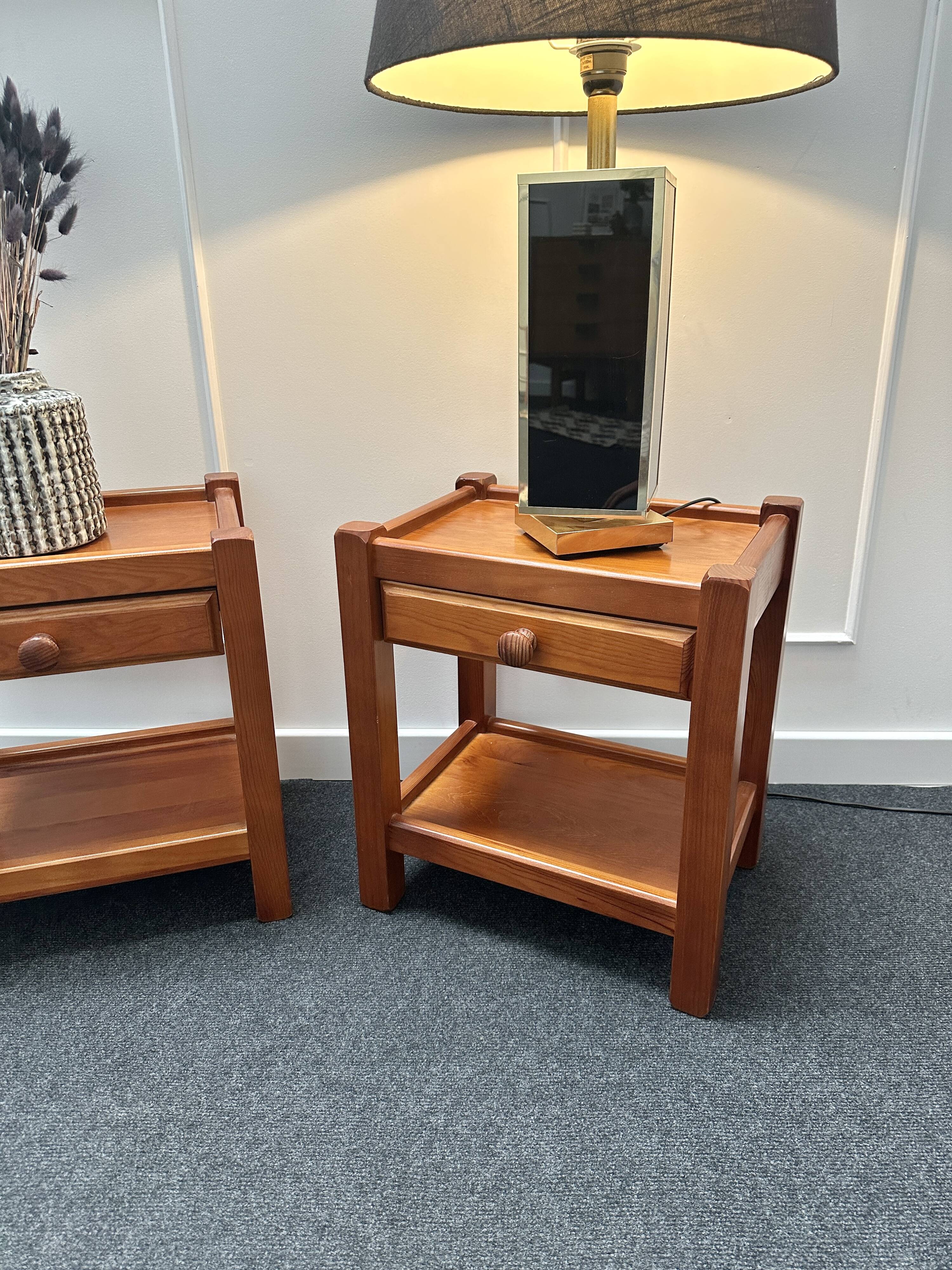 Pair of brutalist bedside tables