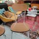 Set of 4 chairs in wood-effect Formica and chrome metal - 1970
