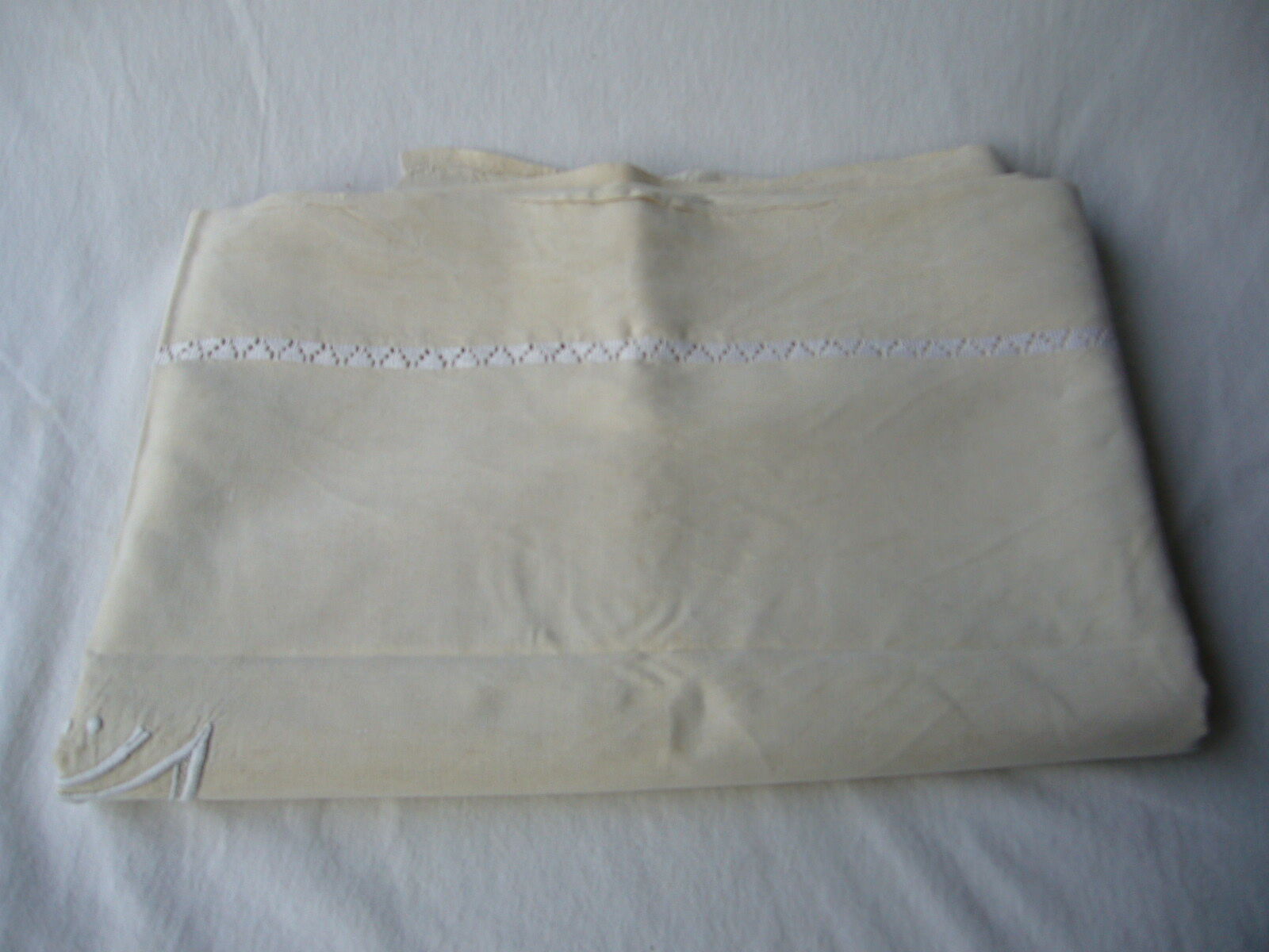 Old embroidered linen sheet