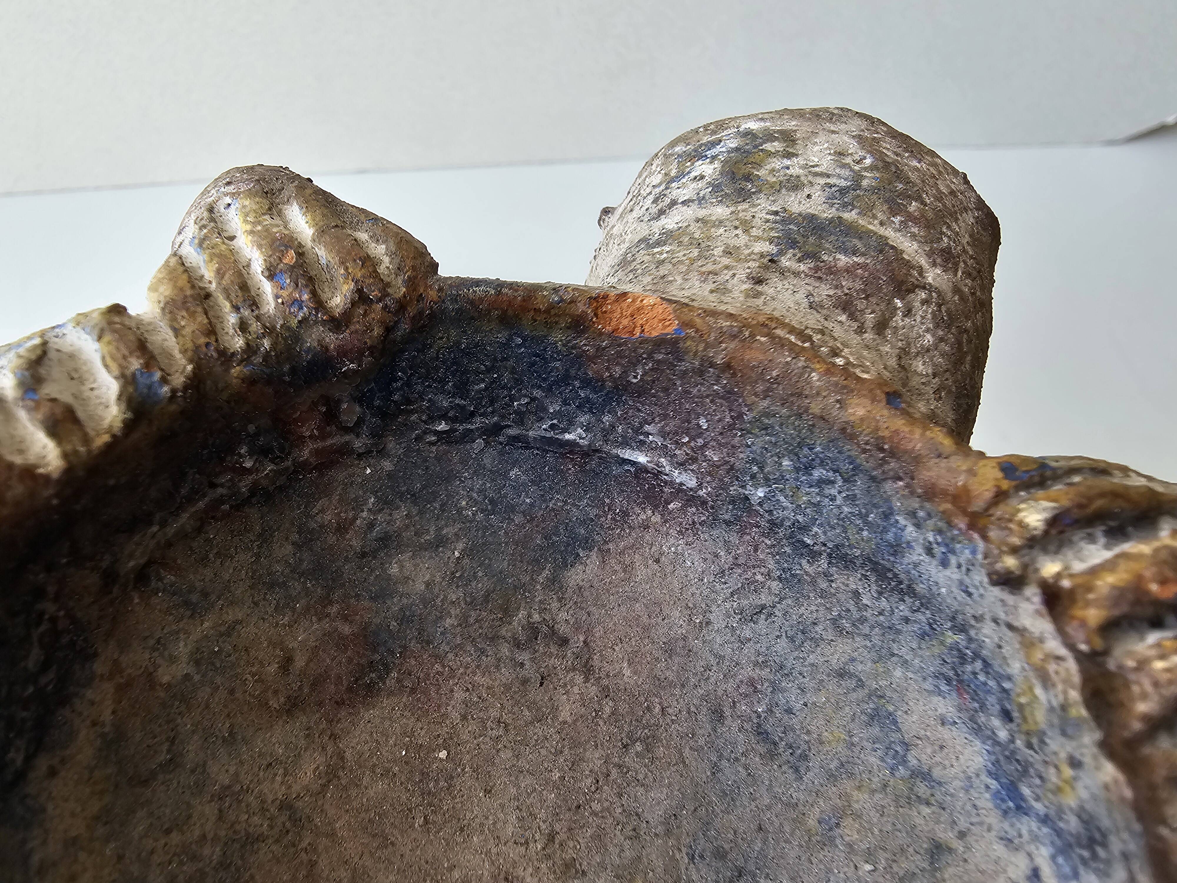 Terracotta Candle Holder Dancing 3 Aztec Characters - Tribal Art