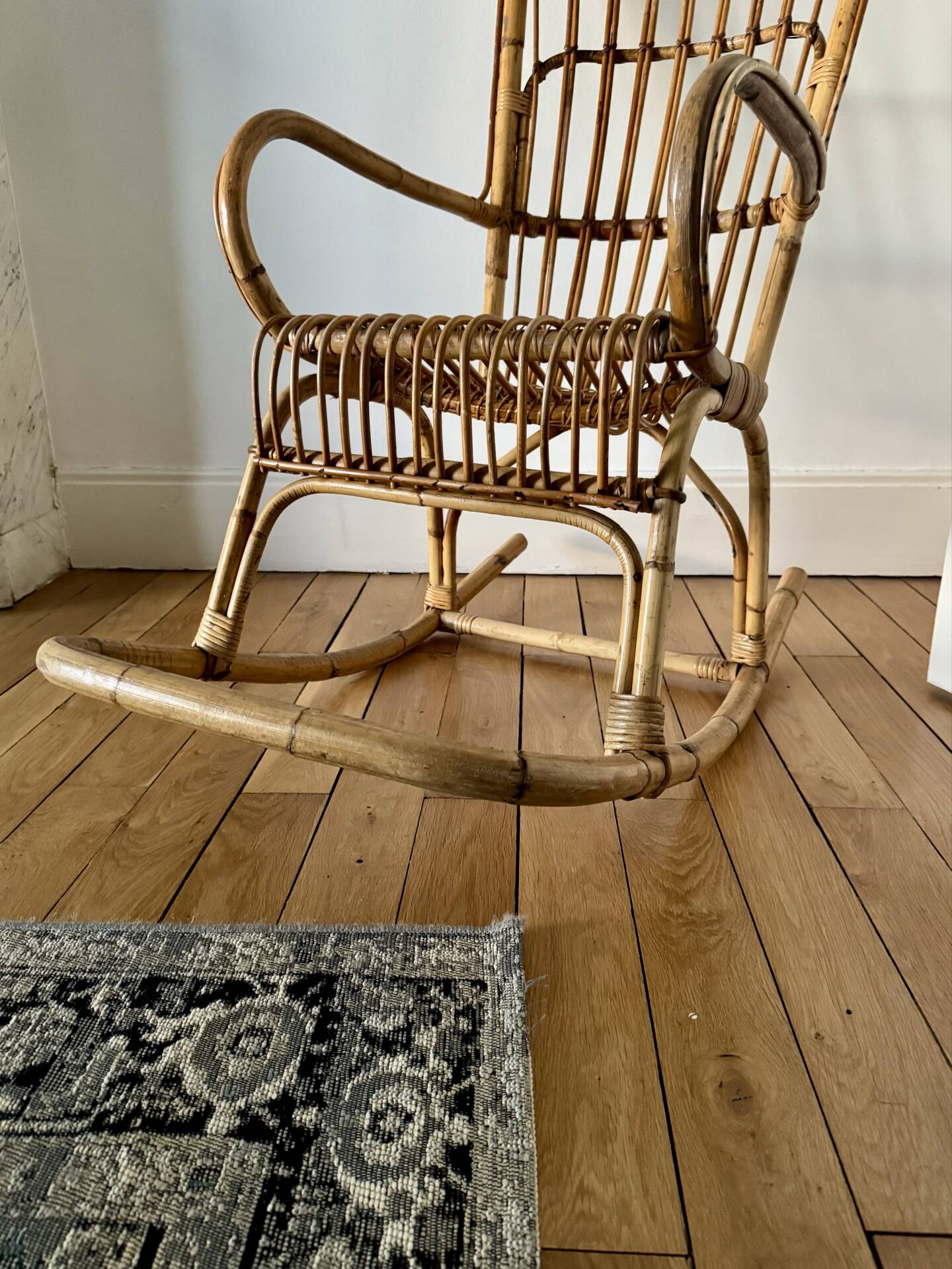 Bamboo and rattan rocking chair