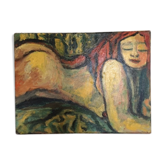 Table nude woman lying 30X40
