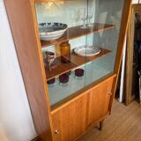 Vaisselier vitrine meuble de rangement vintage pieds compas