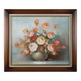 Edmond Sanders, Vase with Flowers, 1950s, Oil on Canvas, Framed