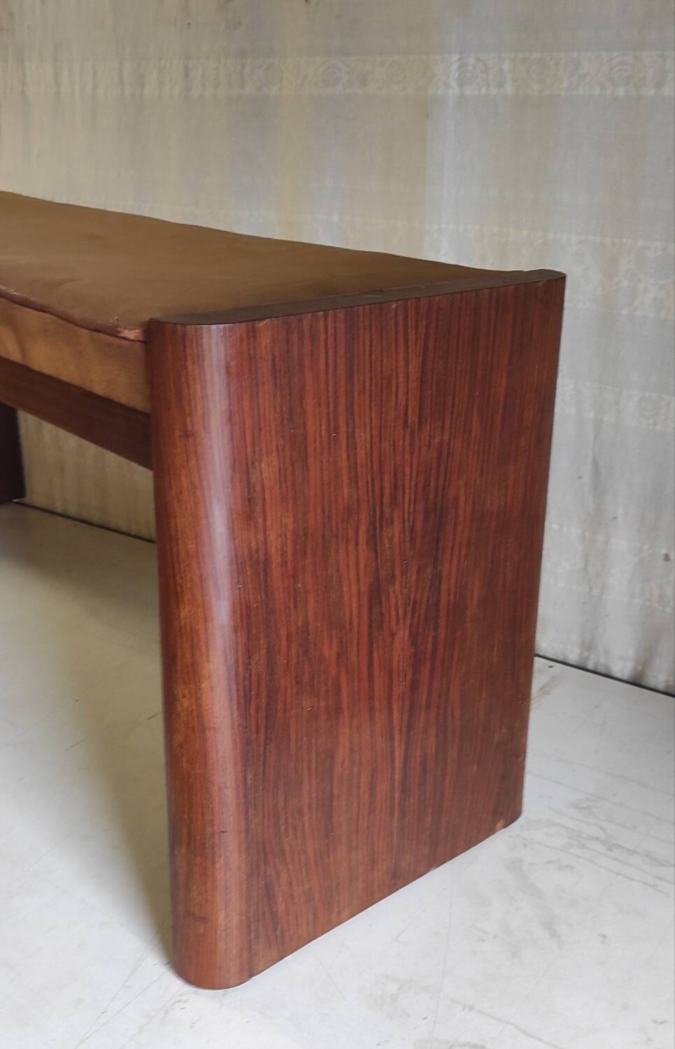 Art Deco design bench in wood and fabric - 1930s/40s