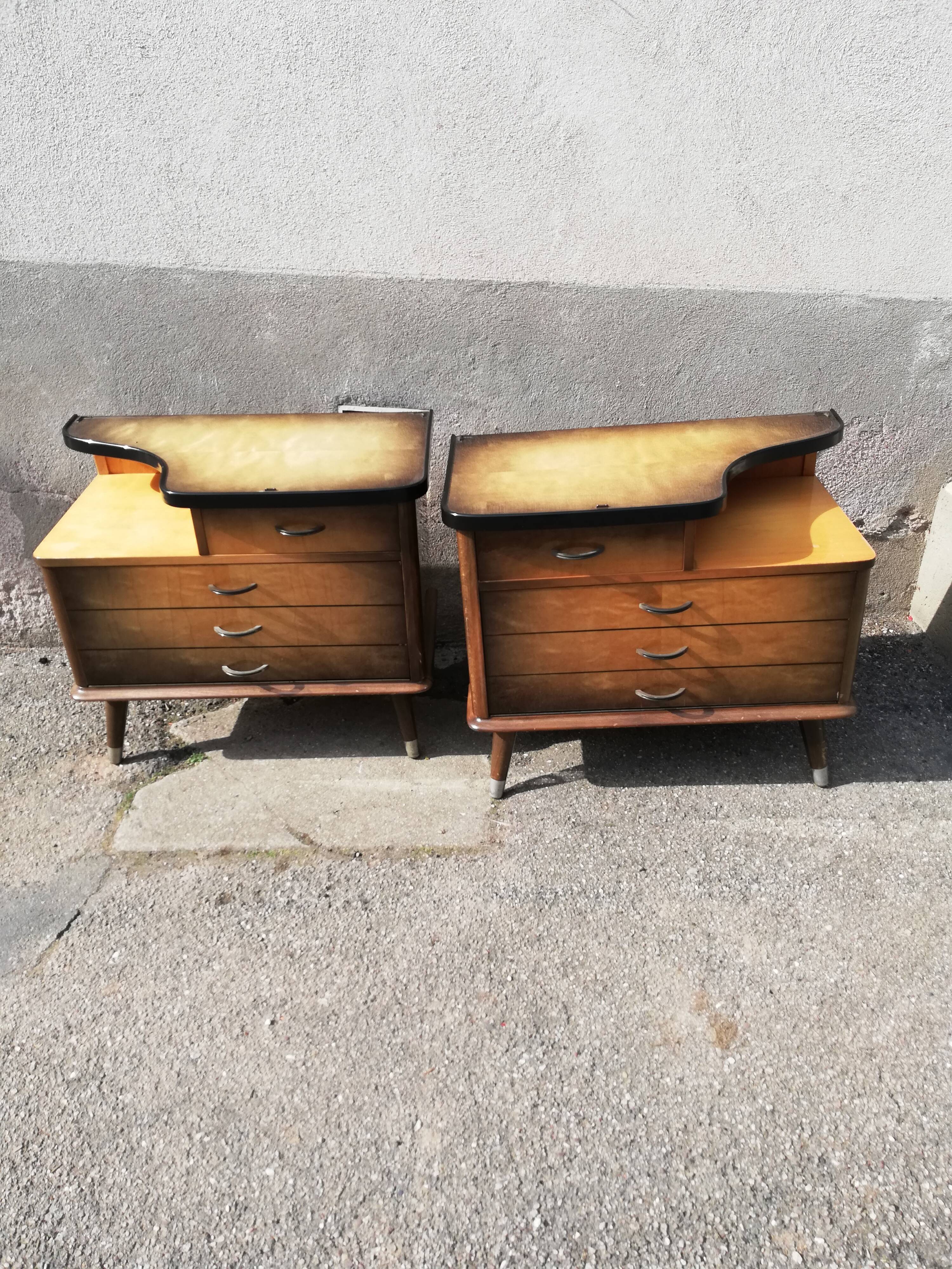 Pair of vintage bedside compass feet